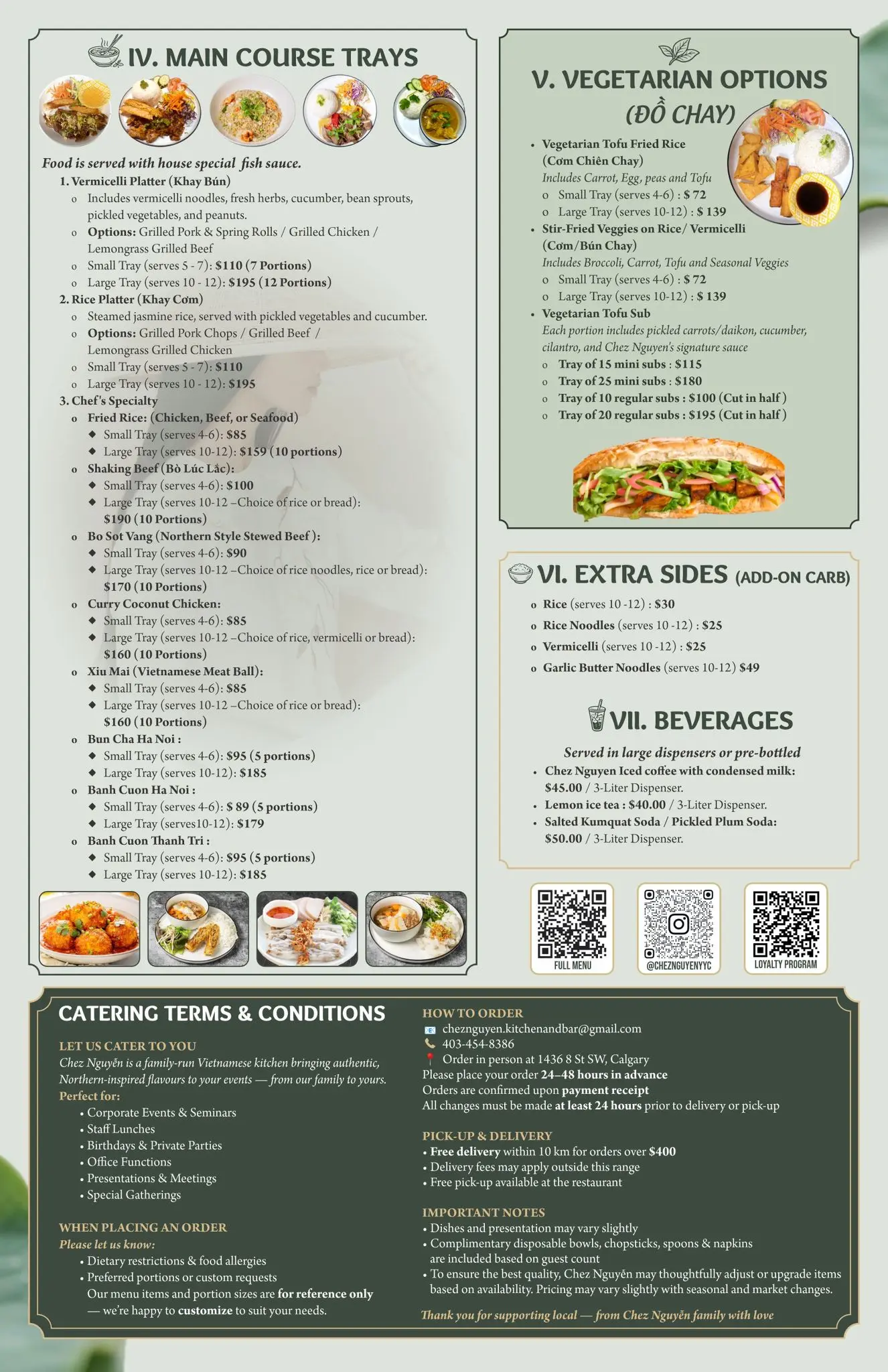 Second page of Chez Nguyễn Catering menu